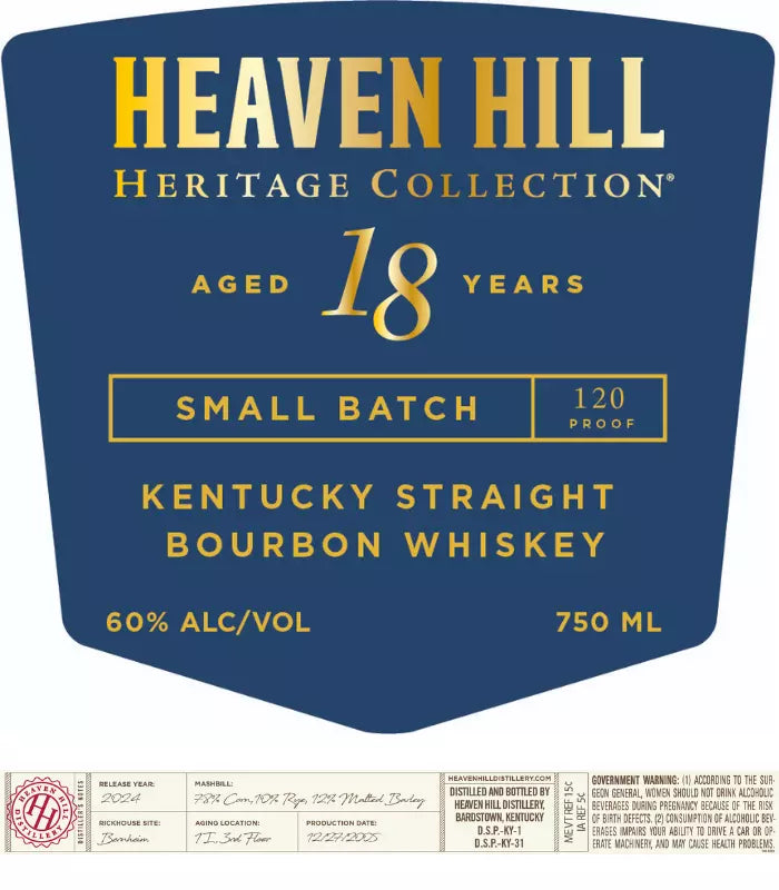 Heaven Hill Heritage Collection 18 Year Straight Bourbon 2024 750ml