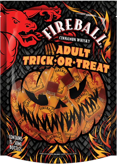 Fireball Cinnamon Whiskey Adult Trick or Treat Bag (15 Pack - 50 ML Shots)