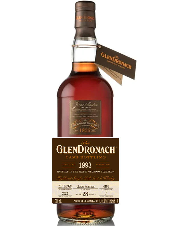 GlenDronach Single Cask 28 Year Old Oloroso Puncheon Matured Scotch Whisky 1993 700ml