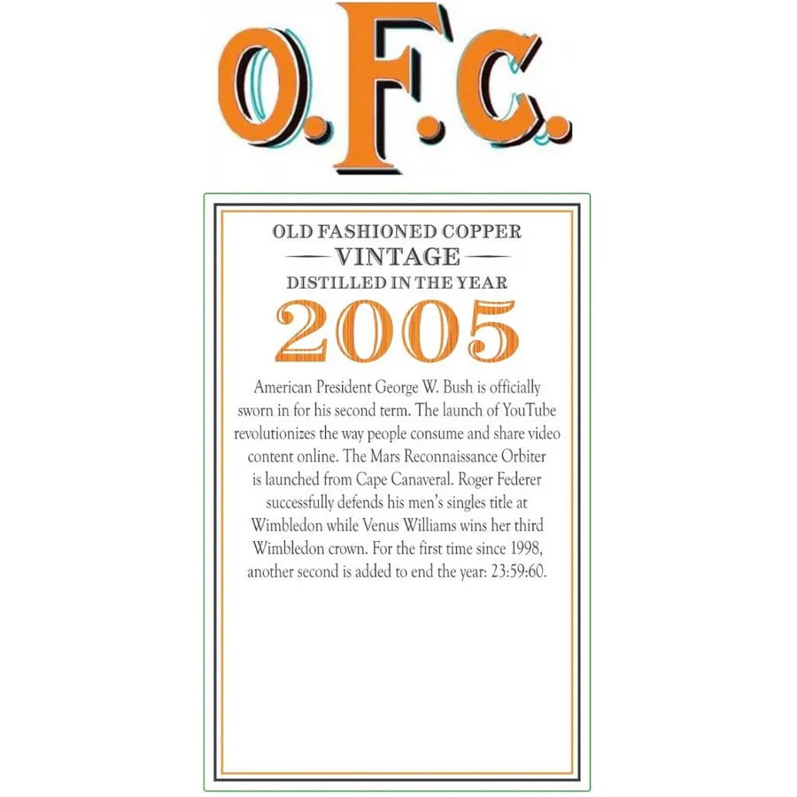 2005 Buffalo Trace O.F.C. Old Fashioned Copper Bourbon Whiskey 750ml